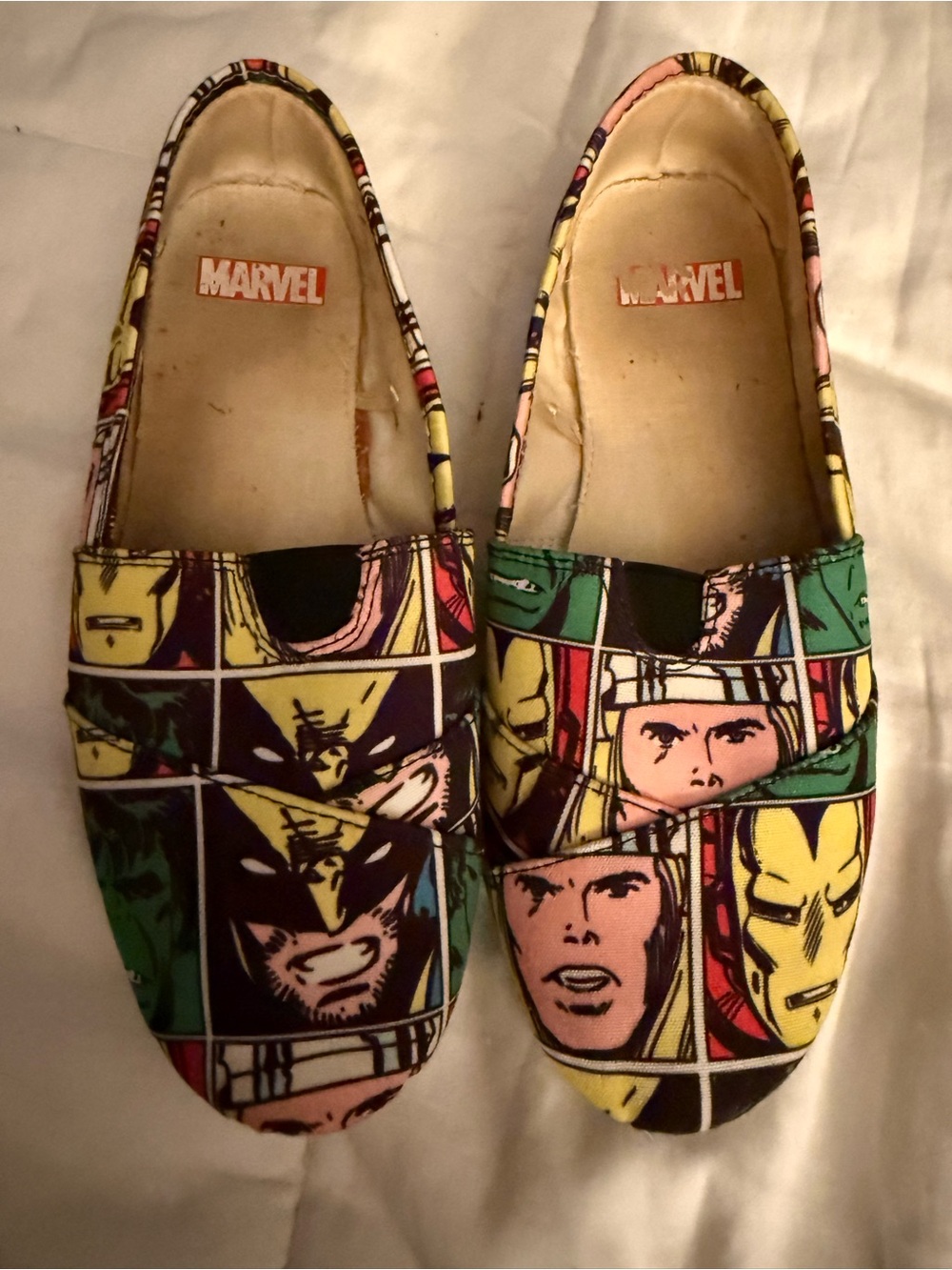 Marvel Slip-On Shoes in Yellow, Green, Pink, Black, Cream